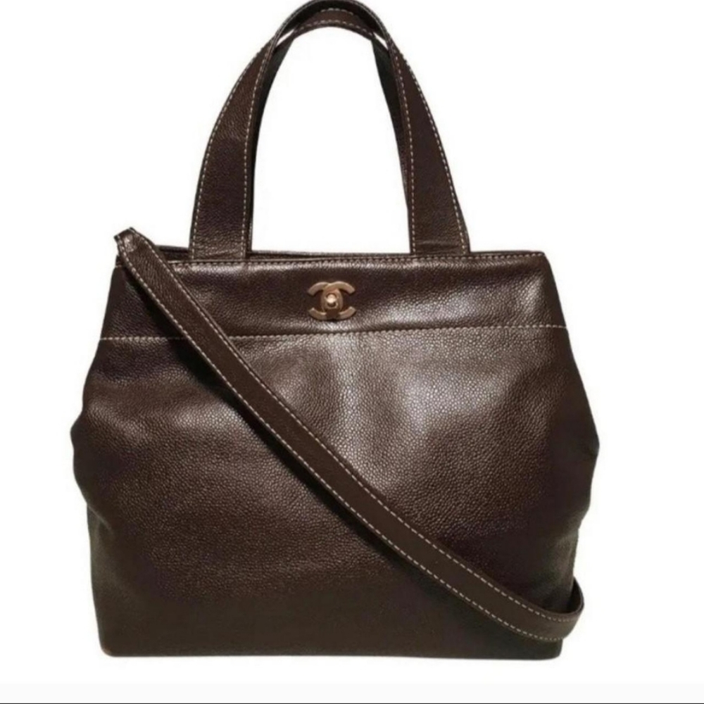 Chanel Dark Brown Caviar Shoulder Bag